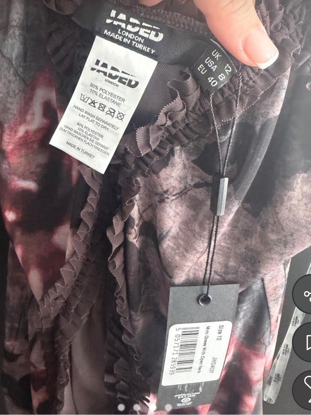 Jaded London Black and Pink Floral Deep-Plunge Sheer Chemise - Picture 3 of 4